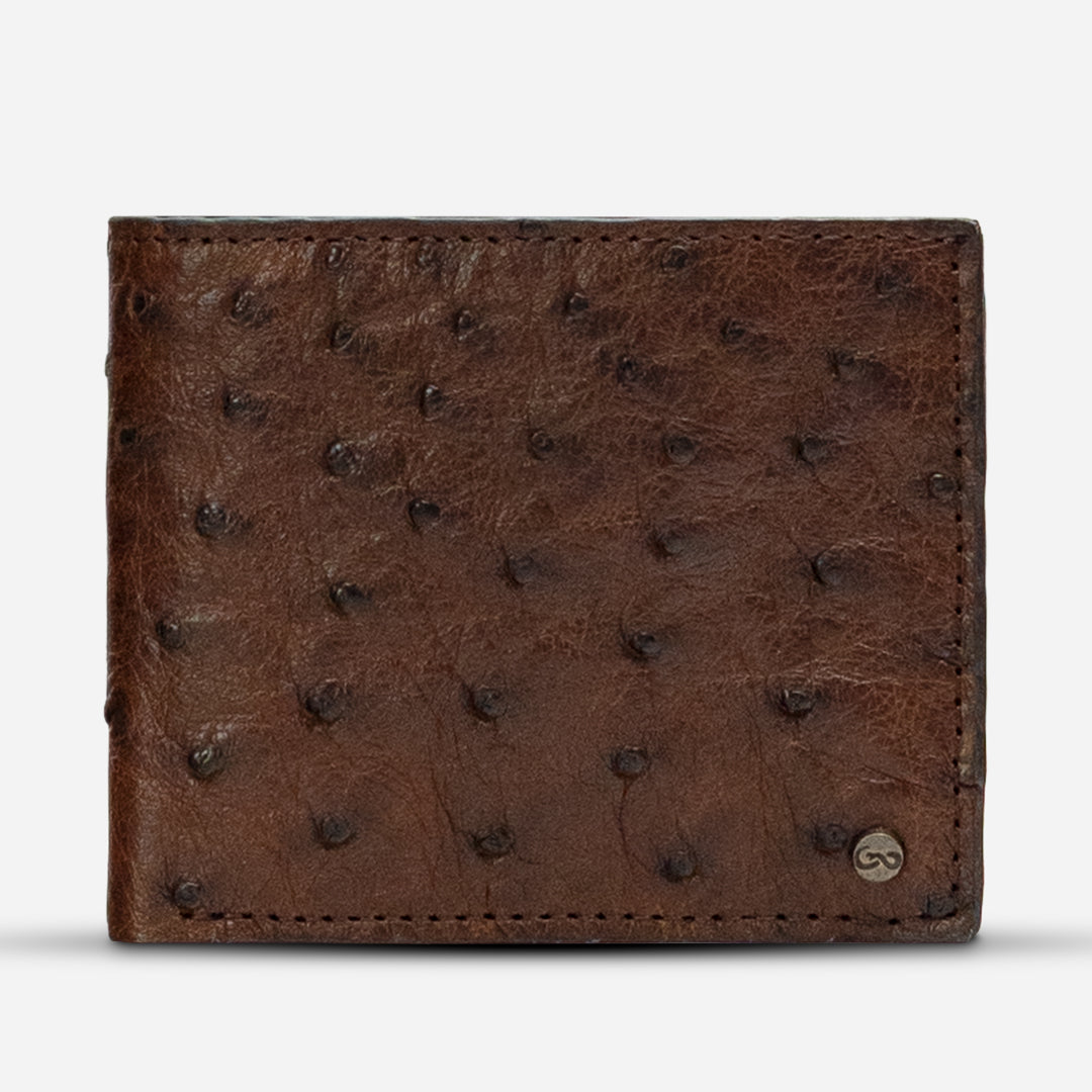 Cartera "The Grid" Ostrich Brown