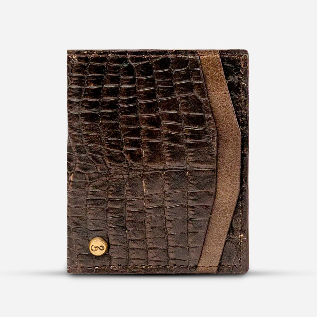 Cartera Compacta "The TIE" Billionaire Croc Chocolate