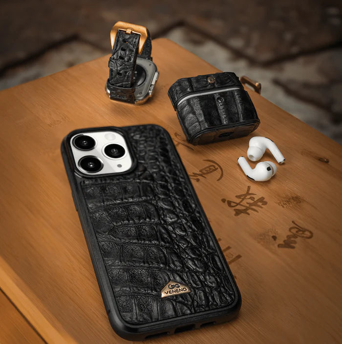 Kit Apple Lovers - Croc Black Standard - iPhone 16 ProMax