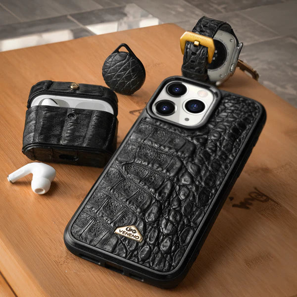 Kit Apple Lovers - Croc Black Premium - iPhone 16 ProMax