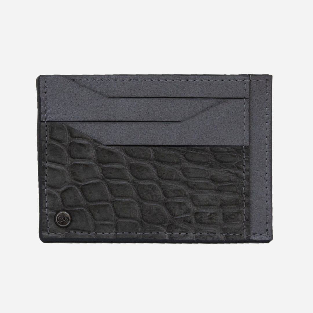 Veneno Leather Goods Tarjetero Horizontal "Turbo" Billionaire Croc Gray