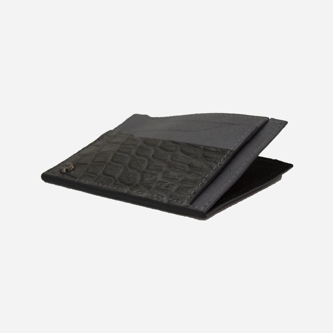 Veneno Leather Goods Tarjetero Horizontal "Turbo" Billionaire Croc Gray